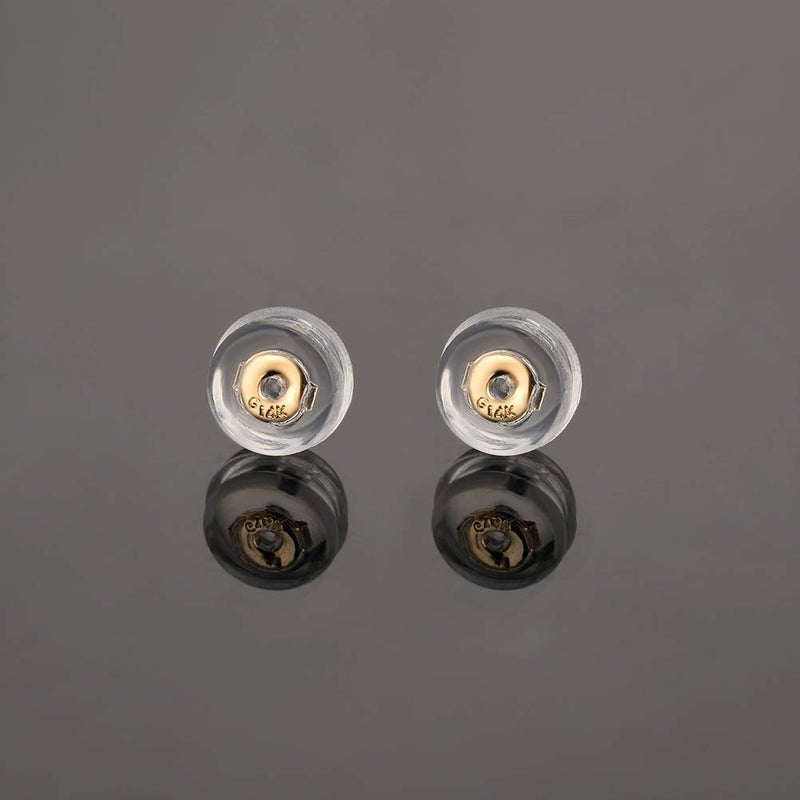 VOLUKA 14K Gold Silicone Earring Backs Replacement | Rubber Earrings Backs for Studs |Plastic Earring Backing Secure (1 Pair 14K Gold) - Image 5